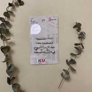 Scunci Bobby Pins 4 PCS Silver Assorted Styles 21527 NWT
